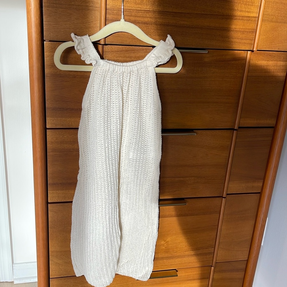 ZARA Crotchet cream color overalls
